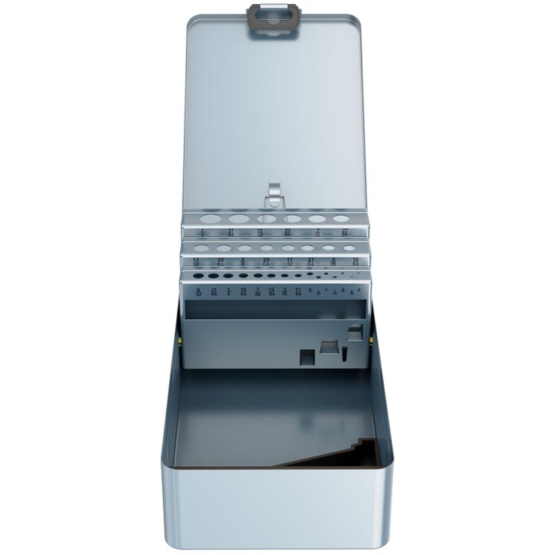MACXCOIP 29PCS Drill Bit Index Box, Empty Metal Case (Excluding Drill Bits), 1/16""-1/2"" - Image 5